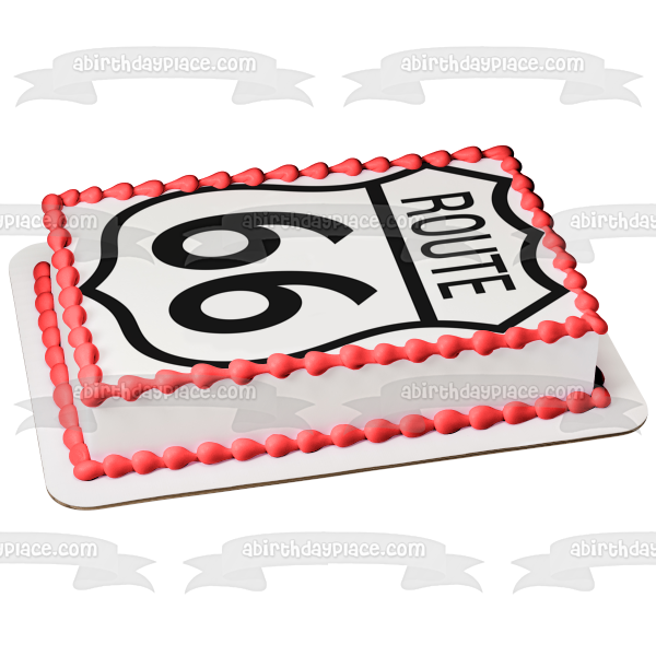 Route 66 Logo Black and White Edible Cake Topper Image ABPID05115 on Sale