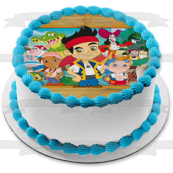 Jake and the Never Land Pirates Izzy Cubby Skully Captain Hook Edible Cake Topper Image ABPID05153 Online now