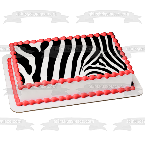 Zebra Stripes Pattern Black White Custom Colors Edible Cake Topper Image ABPID04078 For Discount