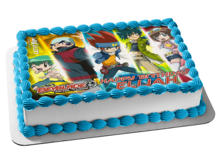 Beyblade Metal Fusion Kenta Yumiya Benkei Hanawa Ginga Hagane Kyoya Tategami and Madoka Amano Edible Cake Topper Image ABPID05083 For Discount