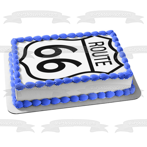 Route 66 Logo Black and White Edible Cake Topper Image ABPID05115 on Sale