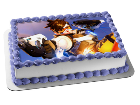 Overwatch Trace Time Jumping Pulse Pistols Edible Cake Topper Image ABPID05146 Hot on Sale