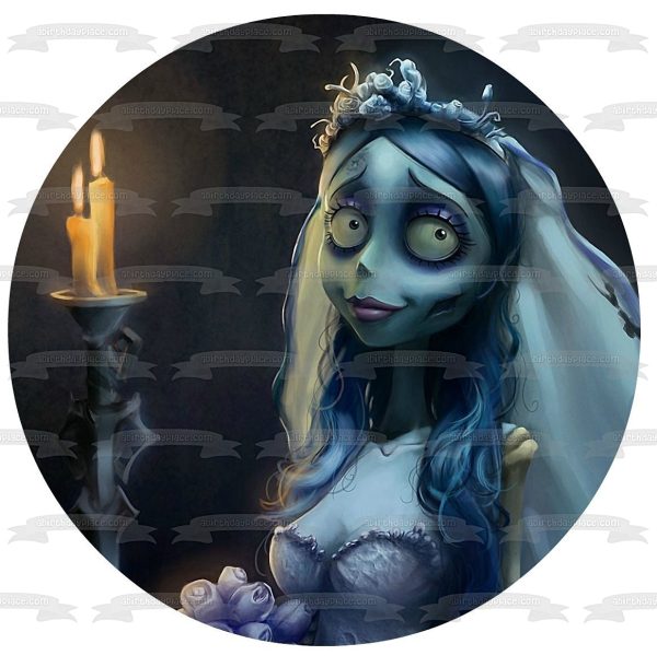 Corpse Bride Emily Candles Edible Cake Topper Image ABPID05070 Discount