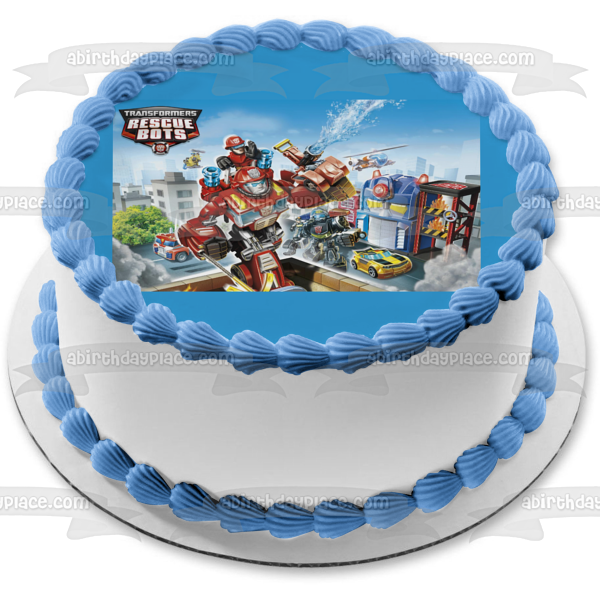 Transformers Rescue Bots Logo Autobots Chase Heatwave Blades Boulder Edible Cake Topper Image ABPID05100 For Cheap