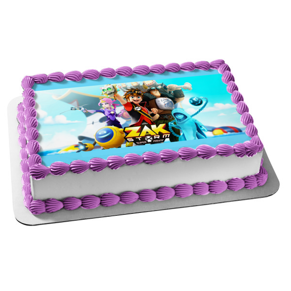 Zak Storm Super Pirate Cartoon Cece Lejune Crogar and Clovis Edible Cake Topper Image ABPID04958 Supply