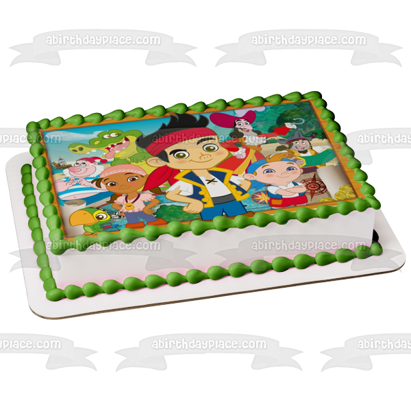 Jake and the Never Land Pirates Izzy Cubby Skully Captain Hook Edible Cake Topper Image ABPID05153 Online now