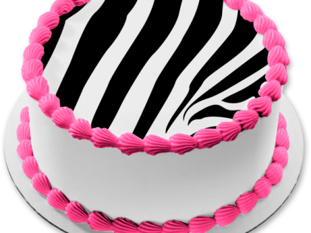 Zebra Stripes Pattern Black White Custom Colors Edible Cake Topper Image ABPID04078 For Discount