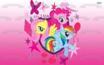 My Little Pony Equestria Girls Rainbow Dash Fluttershy Pinkie Pie and Butterflies Edible Cake Topper Image ABPID05121 Online Sale