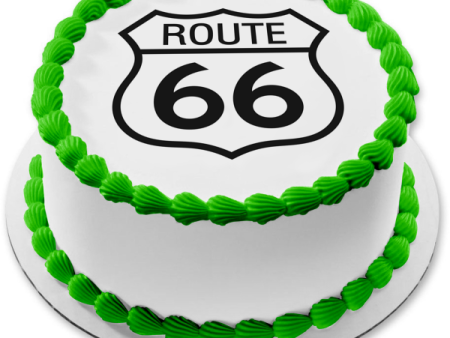 Route 66 Logo Black and White Edible Cake Topper Image ABPID05115 on Sale