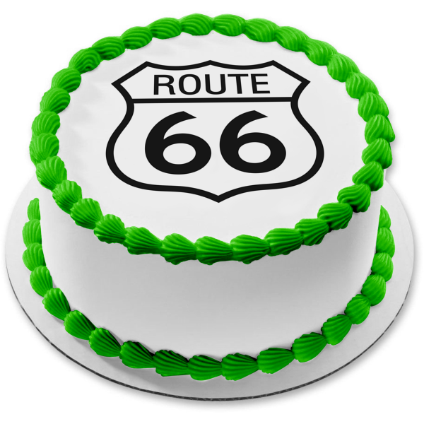 Route 66 Logo Black and White Edible Cake Topper Image ABPID05115 on Sale