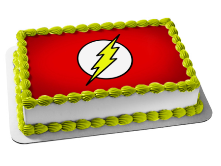 The Flash Logo Lightning Bolt Edible Cake Topper Image ABPID05068 For Cheap