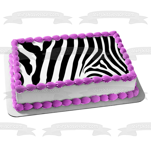 Zebra Stripes Pattern Black White Custom Colors Edible Cake Topper Image ABPID04078 For Discount