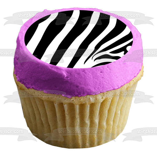 Zebra Stripes Pattern Black White Custom Colors Edible Cake Topper Image ABPID04078 For Discount