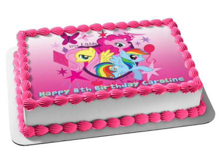 My Little Pony Equestria Girls Rainbow Dash Fluttershy Pinkie Pie and Butterflies Edible Cake Topper Image ABPID05121 Online Sale