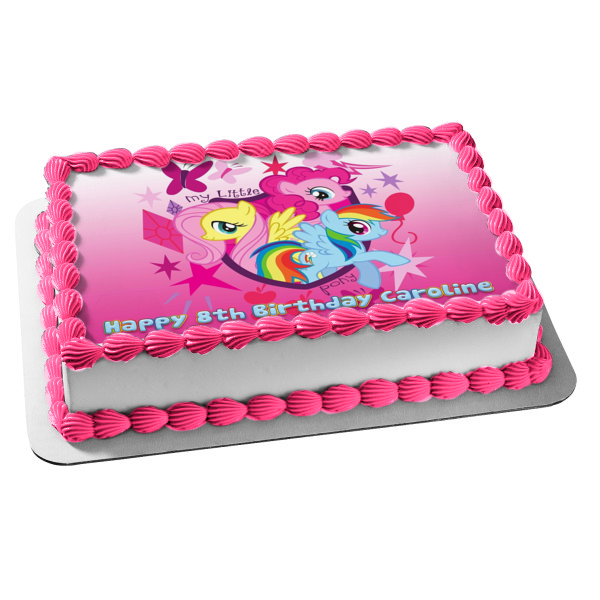 My Little Pony Equestria Girls Rainbow Dash Fluttershy Pinkie Pie and Butterflies Edible Cake Topper Image ABPID05121 Online Sale